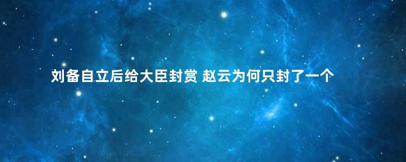 刘备自立后给大臣封赏 赵云为何只封了一个杂牌将军